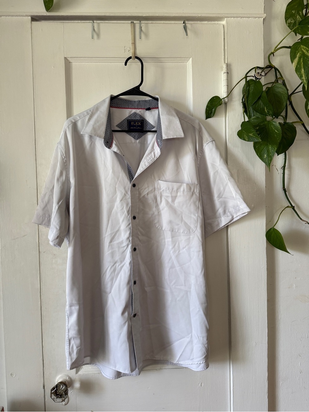 FLEX size 2X Italy Men's Short-Sleeve White Button-Down Shirt